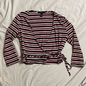 Forever 21 Pink Striped Cross tie top size Small
